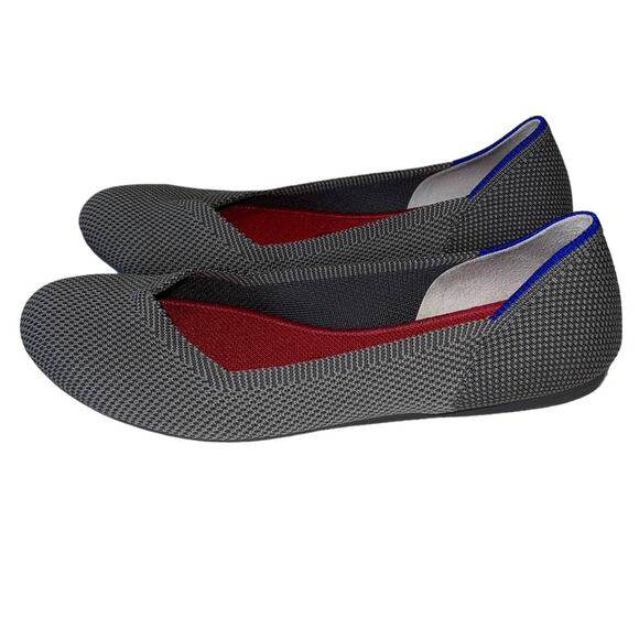 Rothys Birdseye Round Toe Charcoal Gray Pebble Flats Size 8W - Picture 4 of 10